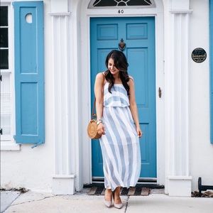 Blue and White Striped Dress